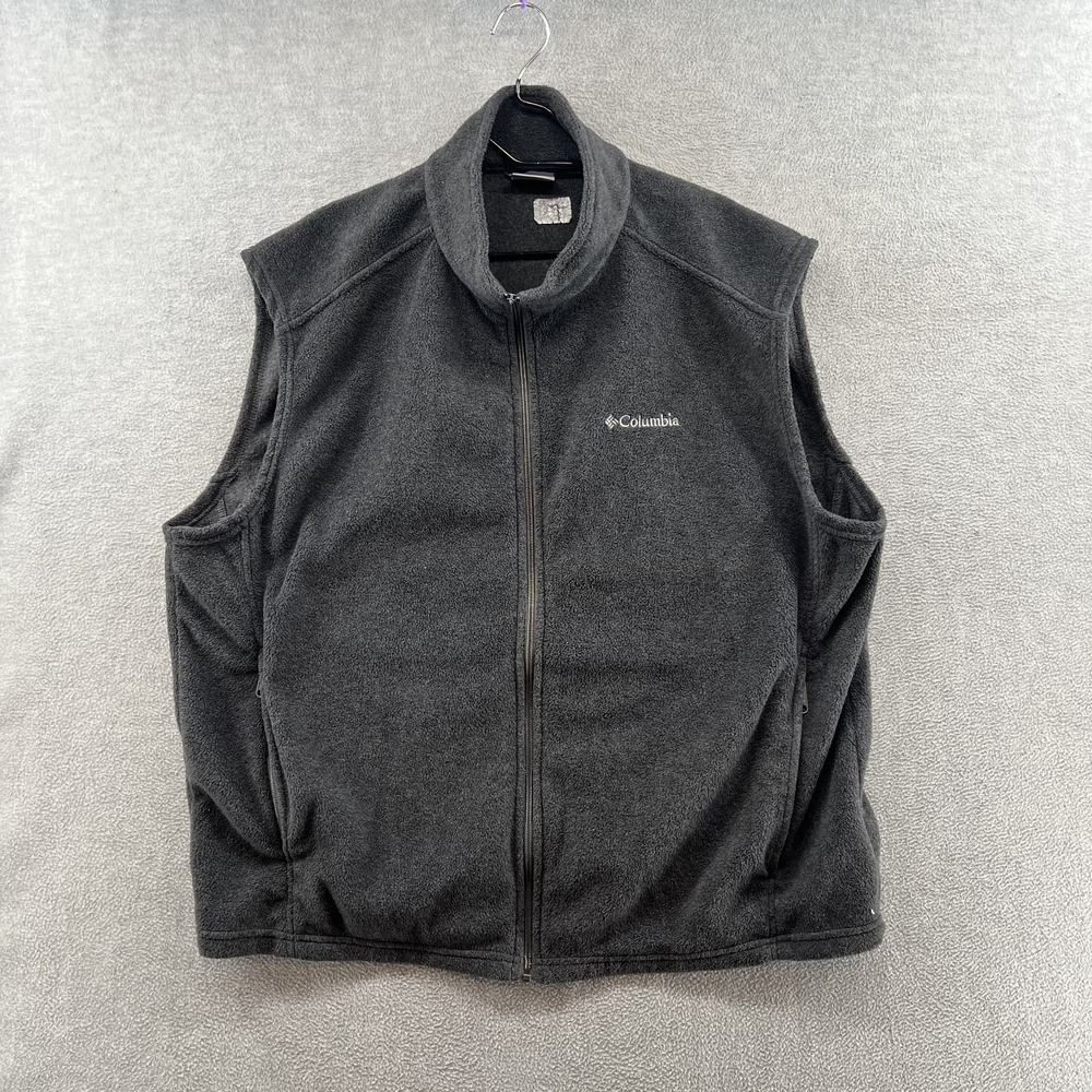 Columbia Mens Blue Full Zip Sports Fleece Mock Neck Vest Size XXL